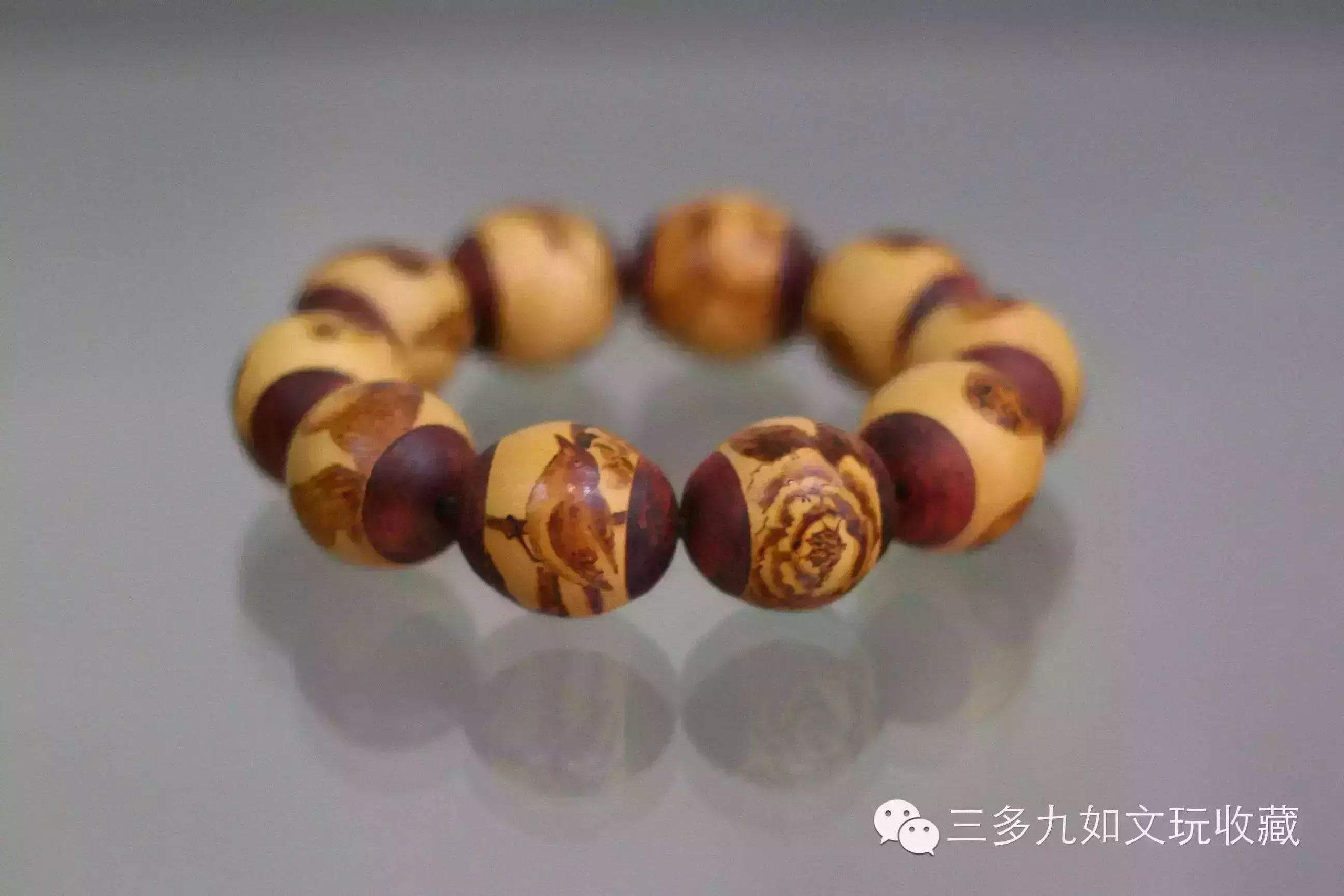三多九如 ▏非遗葫芦烙画花鸟虫鱼手串